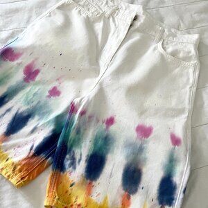 Custom Tie-Dye Free Speech Shorts – Size 8 – Upcycled Summer Denim